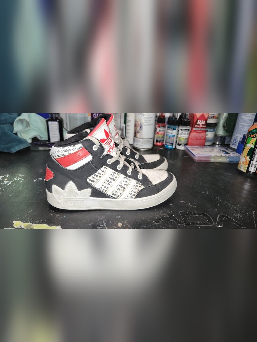 Adidas Kids' High-Top Sneakers in Black, White & Red